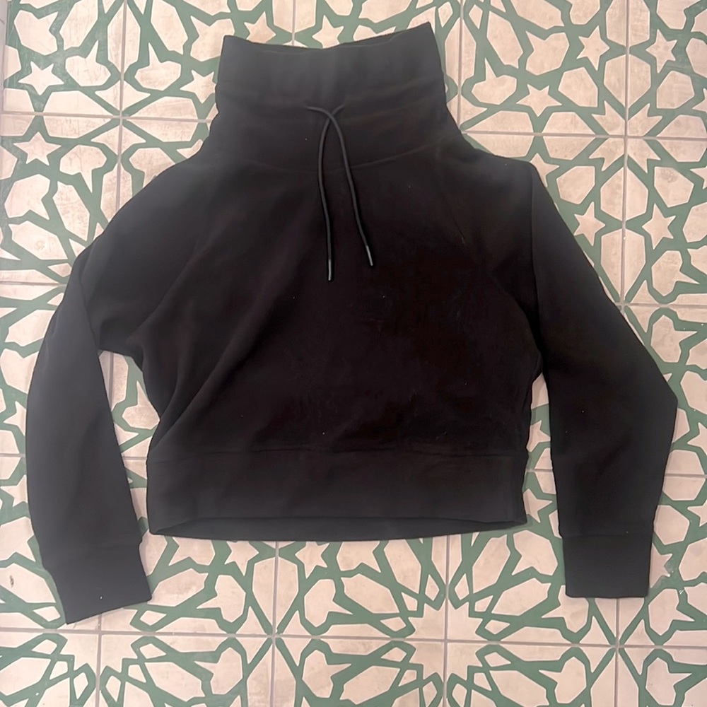 Never Not Hustling Sz Small Black Go-Warm Turtleneck Fleece Sweater Jacket